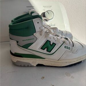 New Balance 650 White and Green Sneakers